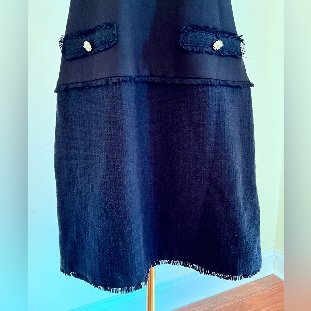 Karl Lagerfeld Paris Black Tweed Dress Preppy Career - Picture 6 of 7